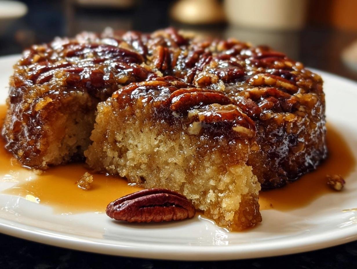Pecan Upside Down Cake: Amazing Caramel! - Pecan Upside Down Cake - additional detail
