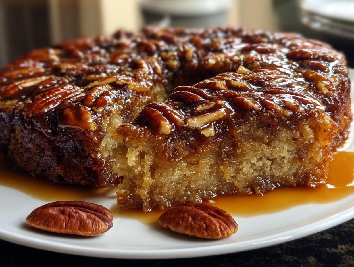 Pecan Upside Down Cake: Amazing Caramel! - Pecan Upside Down Cake - additional detail