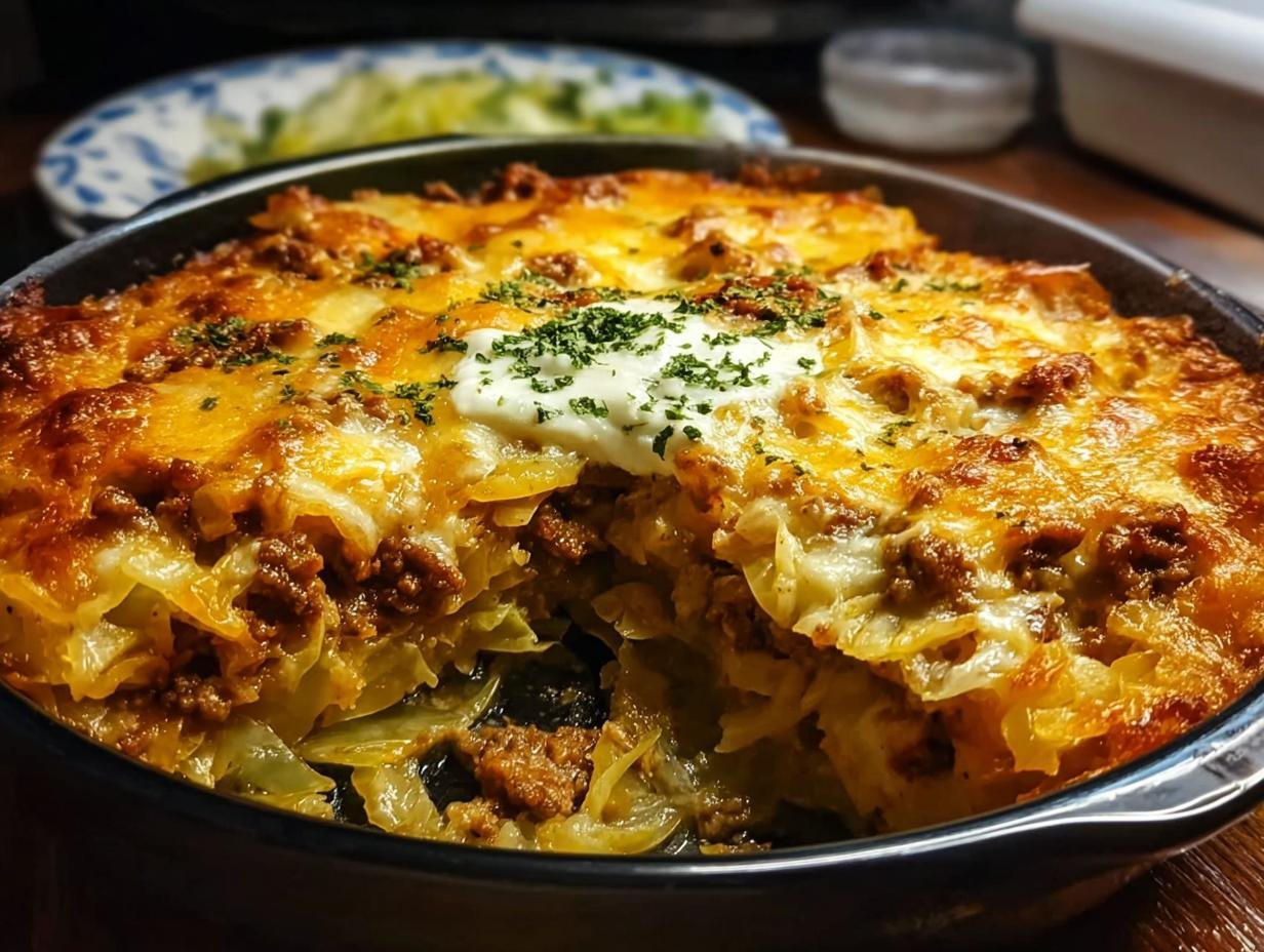 Cheesy Cabbage Beef Casserole: 15-Min Prep - Cheesy Cabbage Beef Casserole - additional detail