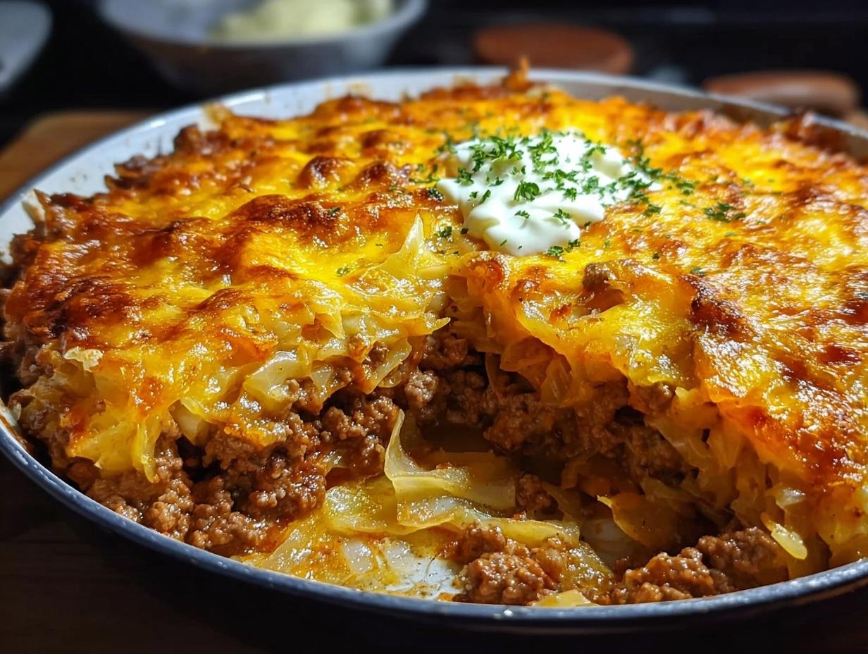 Cheesy Cabbage Beef Casserole: 15-Min Prep