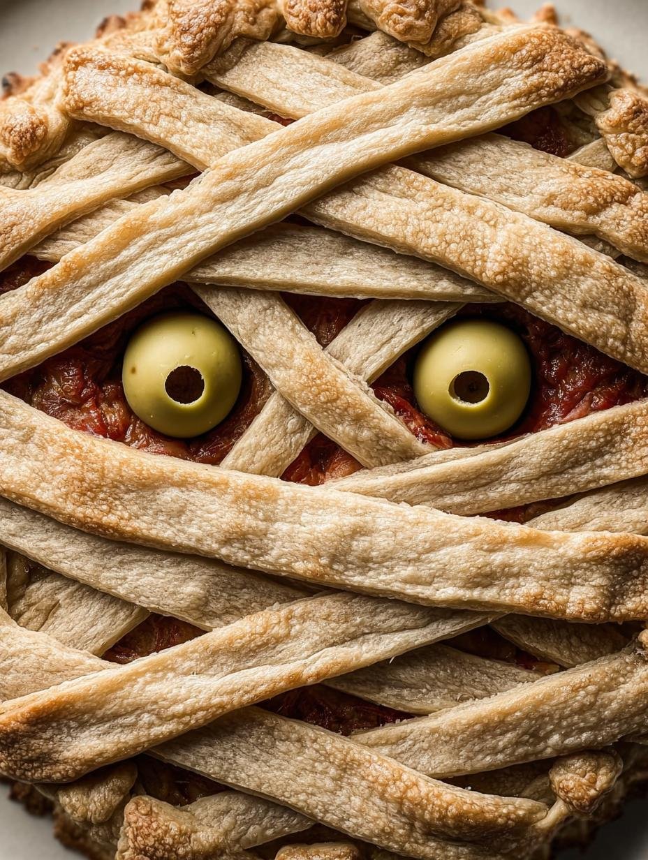 Mummy Meatloaf: Fun Halloween Dinner Recipe - Mummy Meatloaf - additional detail