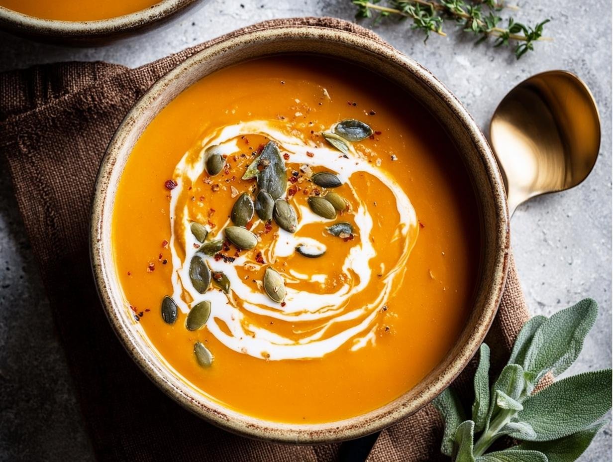 Amazing Pumpkin Sweet Potato Soup: 5 Minute Prep - Pumpkin Sweet Potato Soup - additional detail