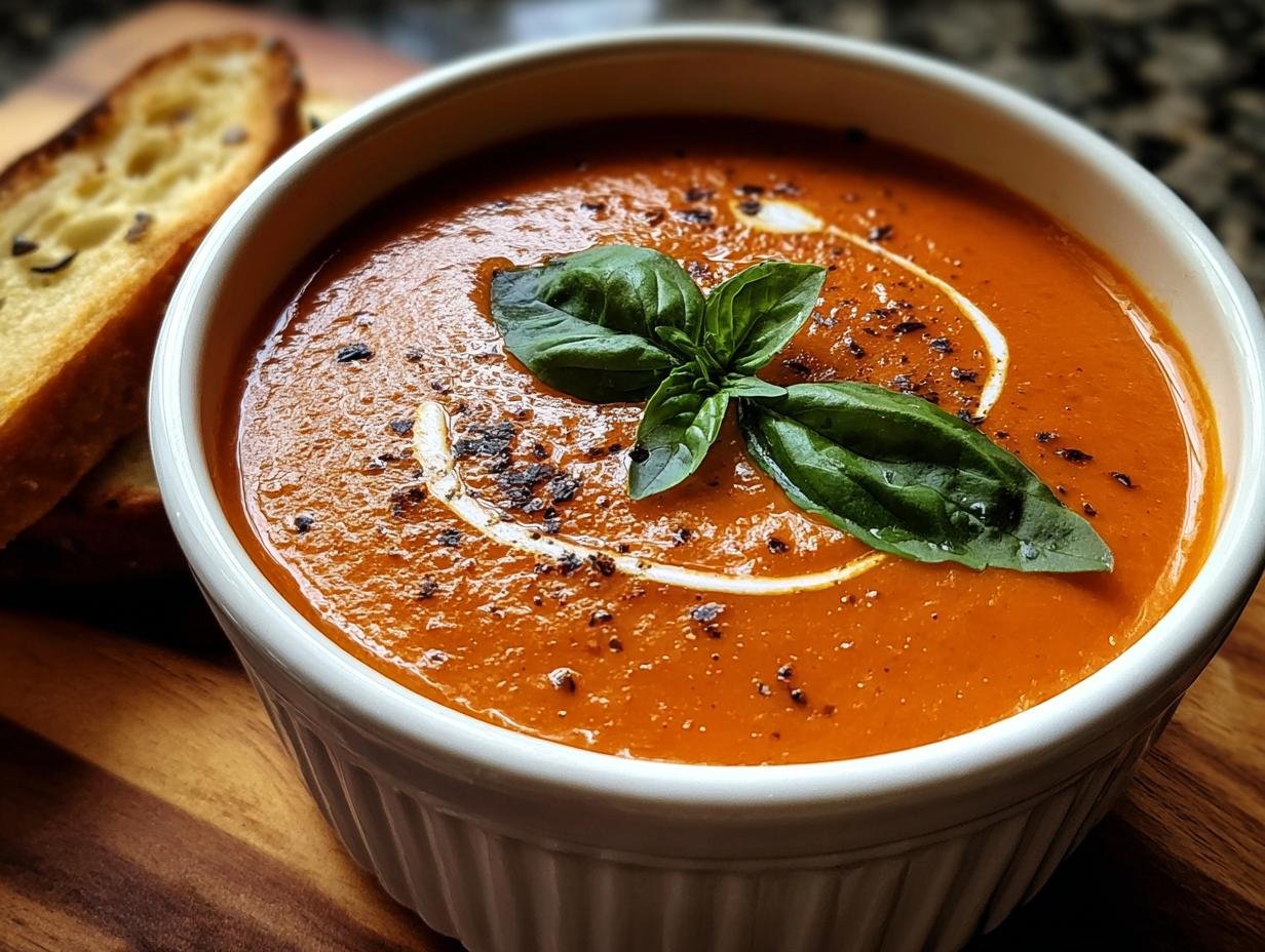 Rich Homemade Roasted Tomato Basil Soup