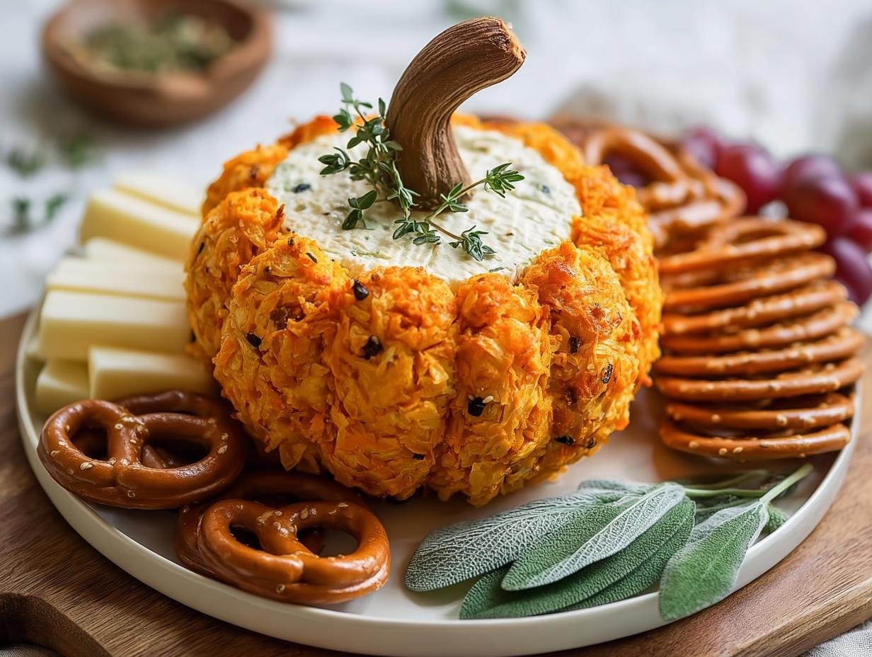 Easy Savory Pumpkin Shaped Cheese Delight