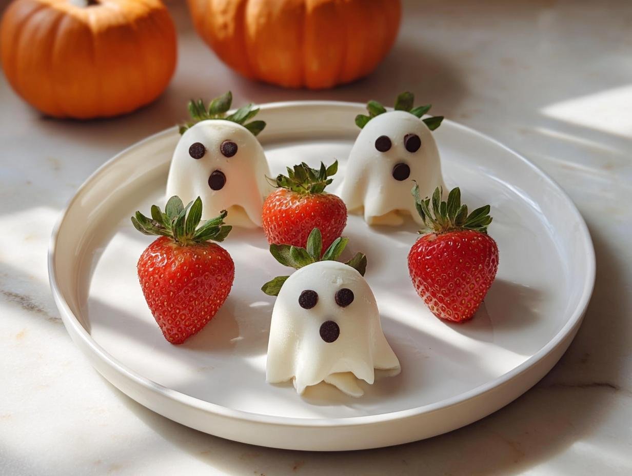 Strawberry Ghosts: Adorable 5-Minute Treat - Strawberry Ghosts - finished product on a platter