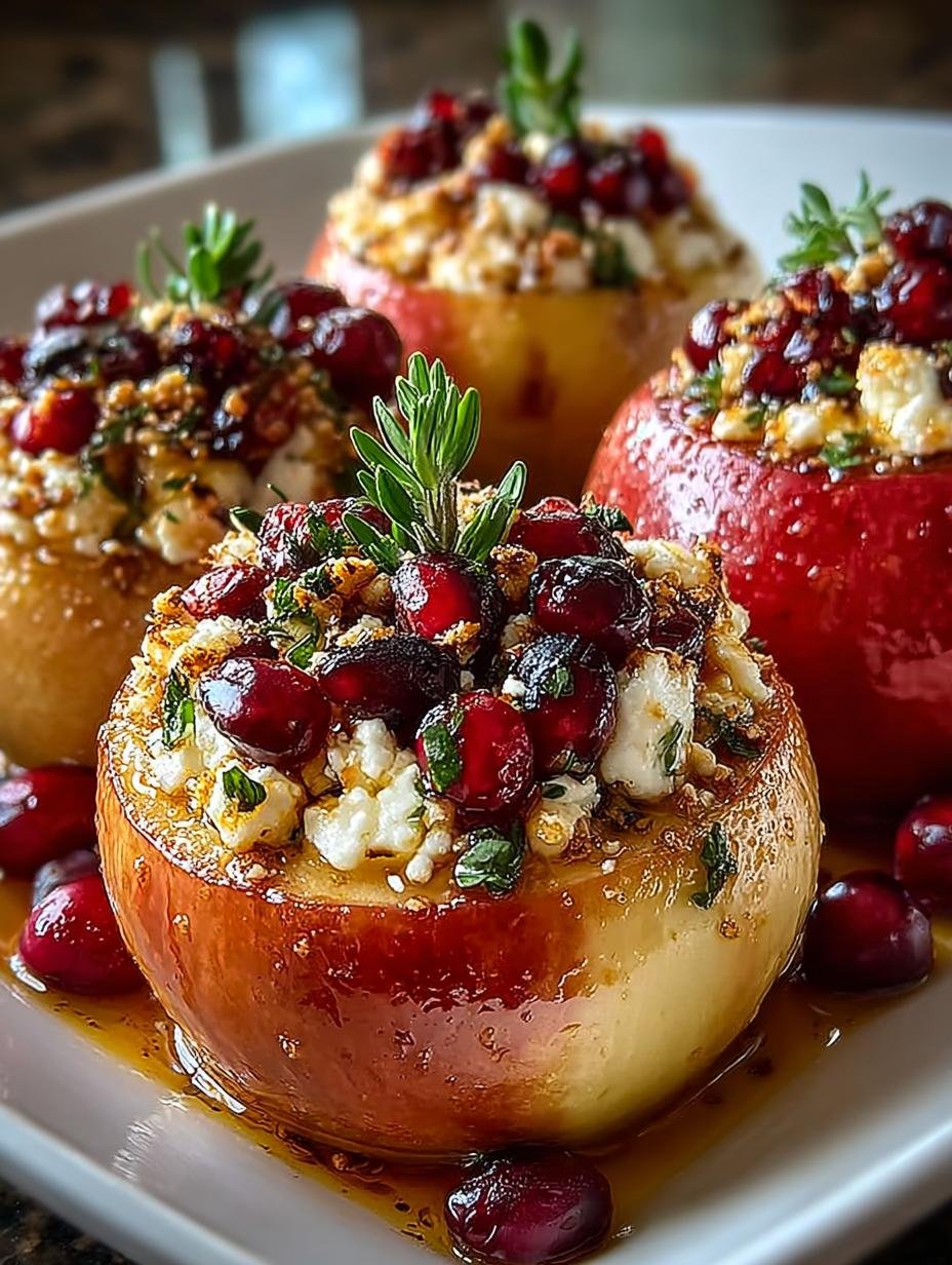 Baked Apples, Feta, Honey, Cranberries