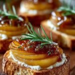 CARAMELIZED PEAR CROSTINI, GOAT CHEESE APPETIZER, RO