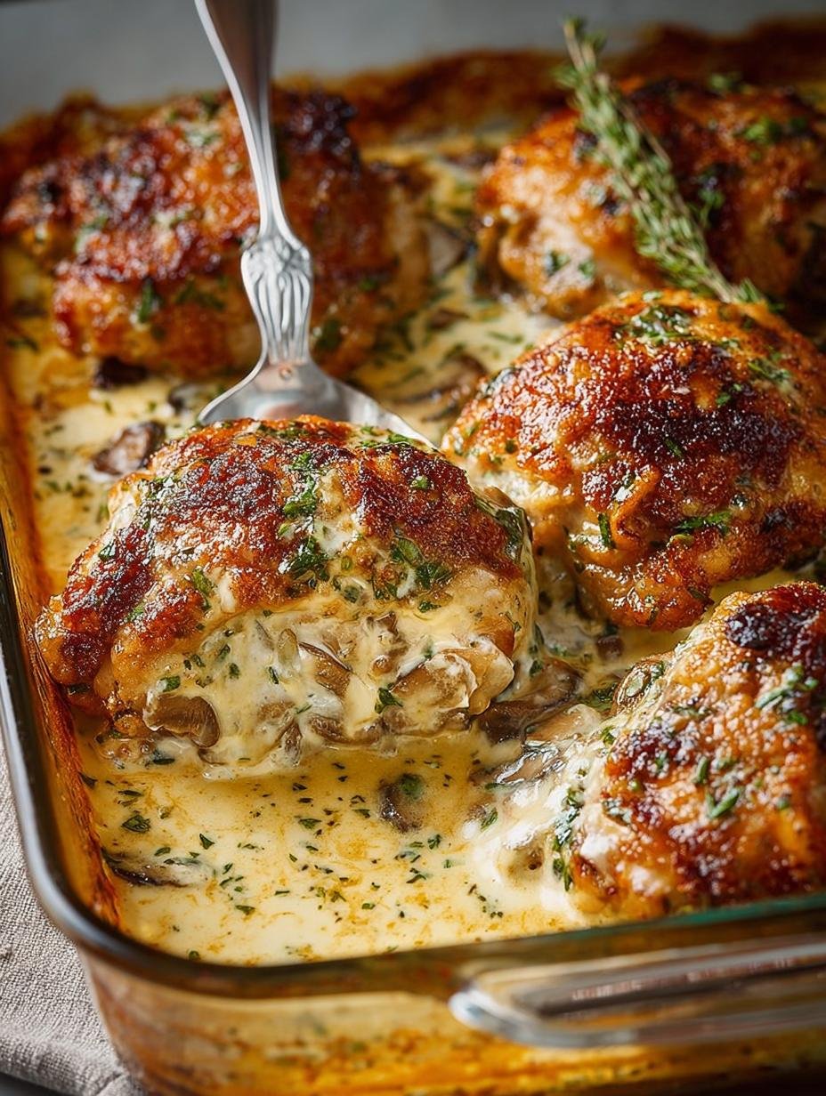 Creamy Baked Chicken Thighs in Rich Parmesan Sauce - Creamy Baked Chicken Thighs - main visual representation