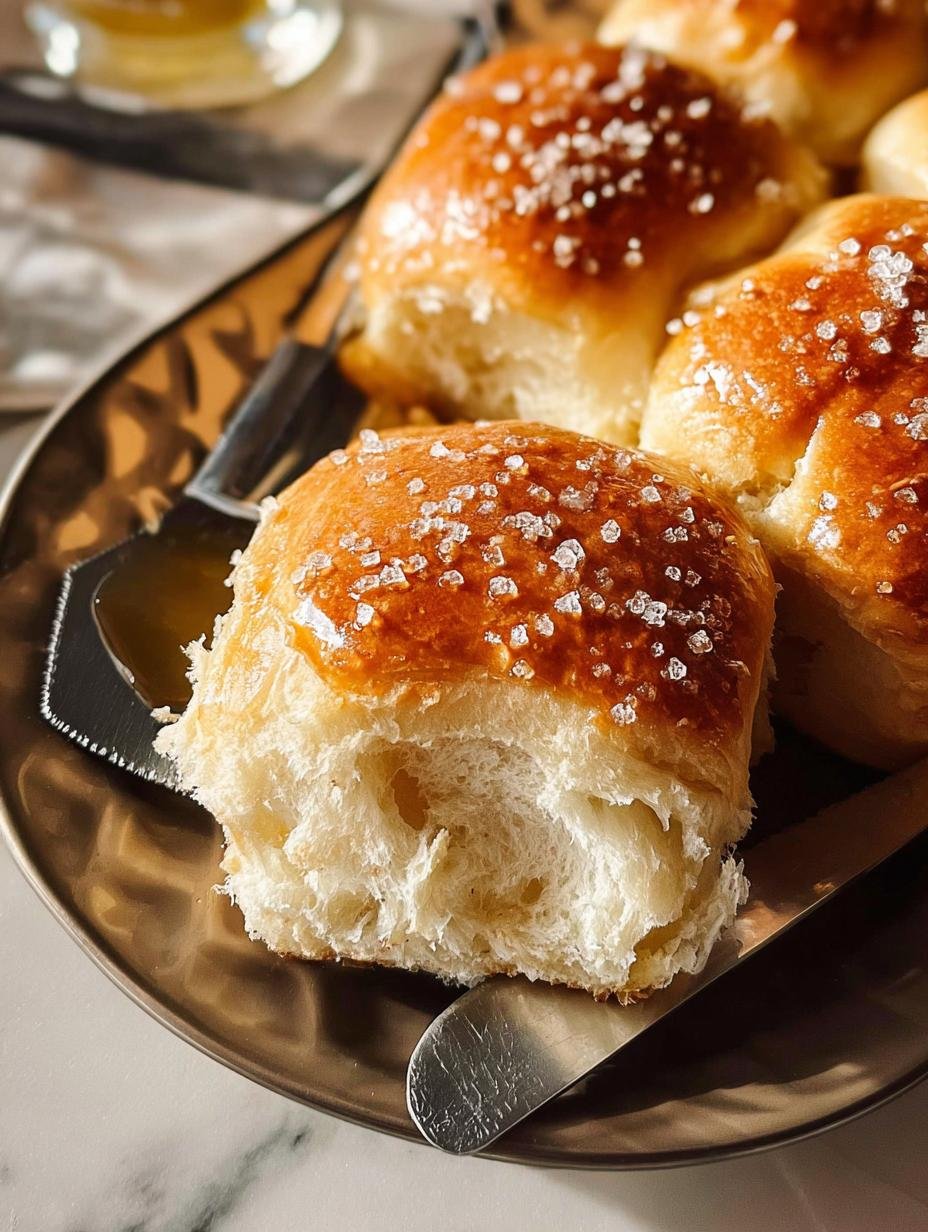 Irresistible Honey Dinner Rolls fresh from the oven, golden brown and fluffy, ready to be served
