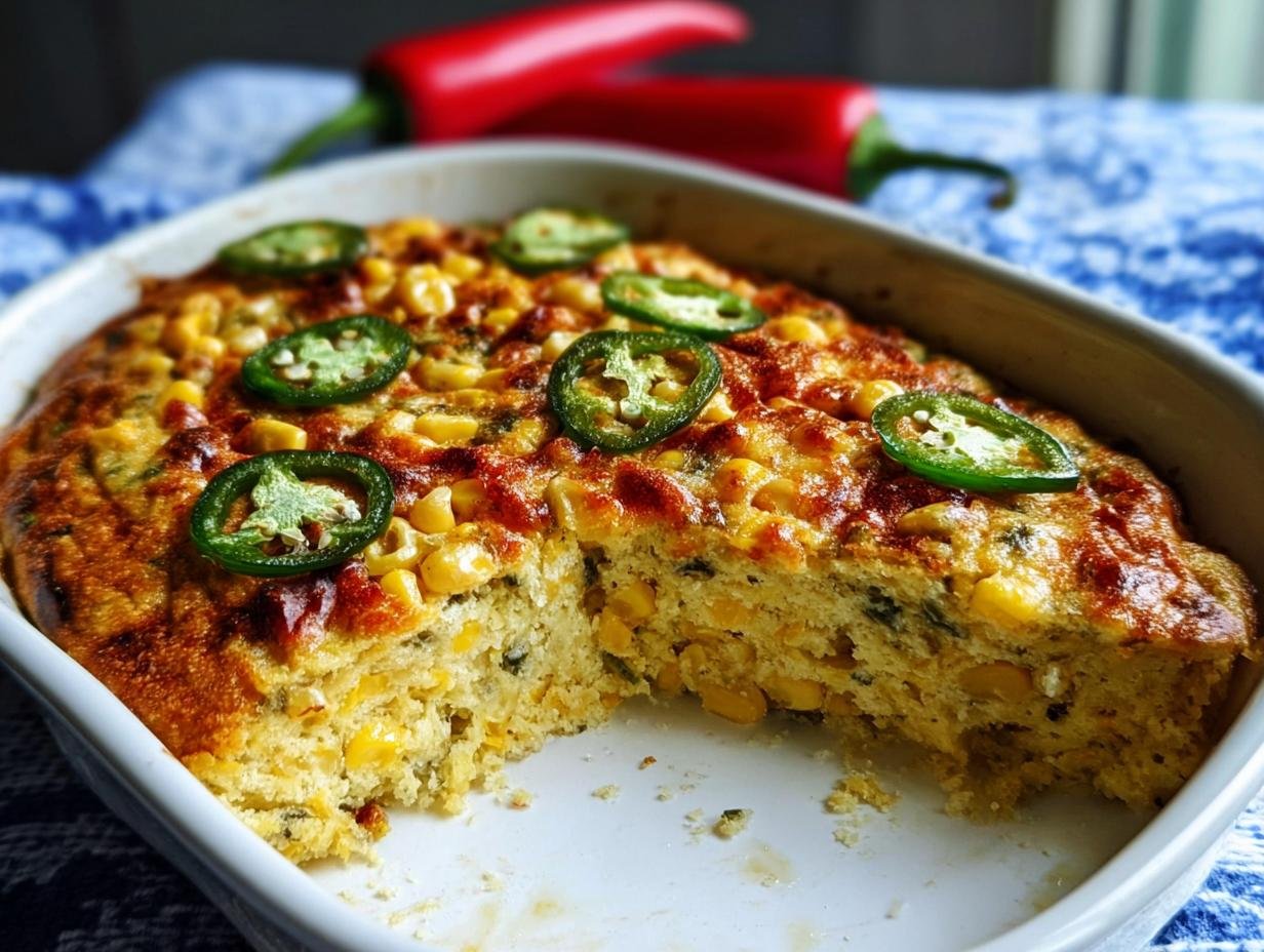 Amazing Jalapeno Corn Souffle: 55 Min Easy Bake - Jalapeno Corn Souffle - main visual representation