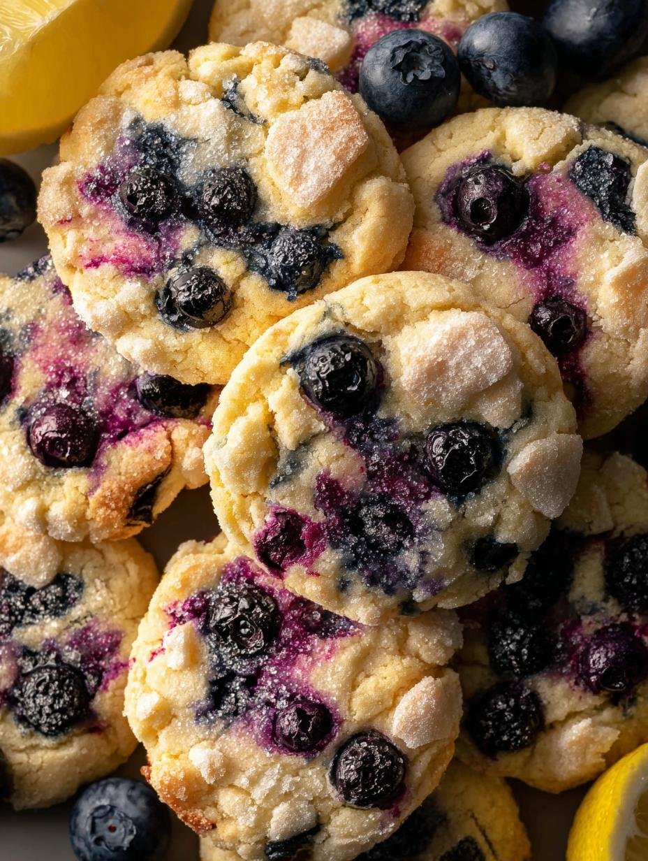 Deliciously soft Lemon Blueberry Cookies with a tangy glaze on a cooling rack, ready to be enjoyed.