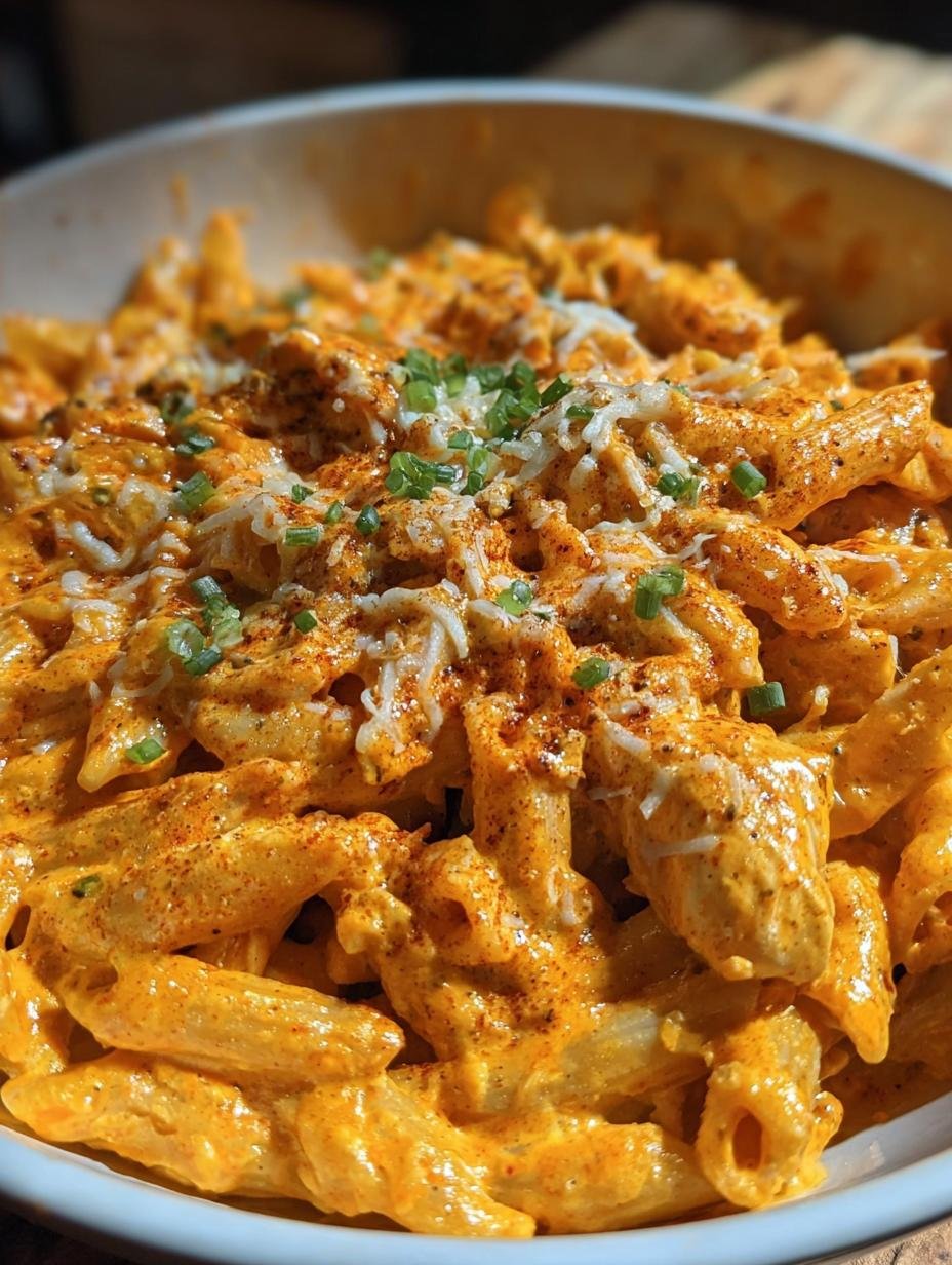 One Pot Creamy Spicy: 1 Meal, Amazing Results - Close-up of creamy spicy pasta with chicken and green onions