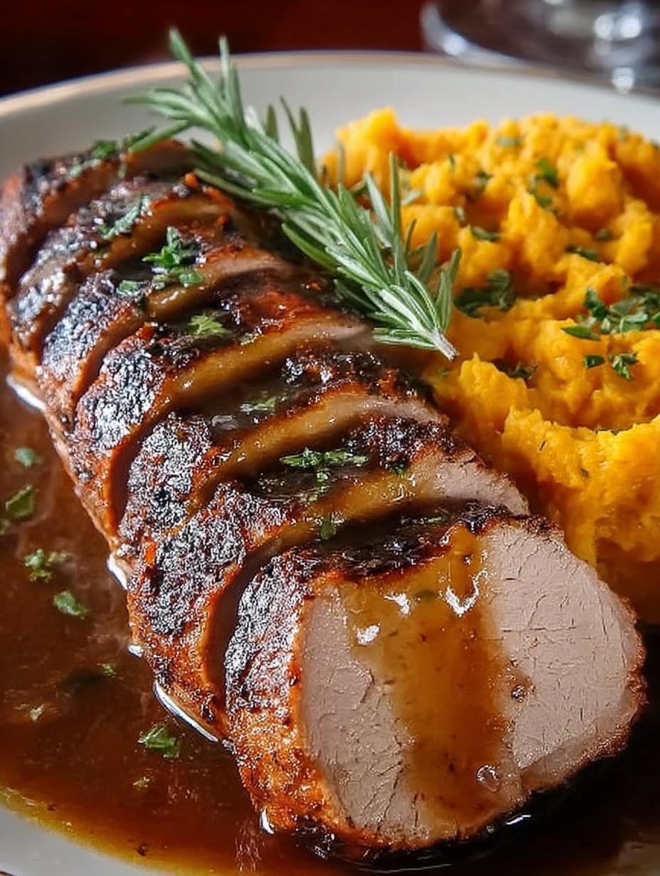 Pork Tenderloin Recipe with Apple Cider Glaze & Sweet Potato Mash - Pork Tenderloin Recipe, Apple Cider Glaze, Sweet Potato Mash, Quick Dinner Ideas - main visual representation