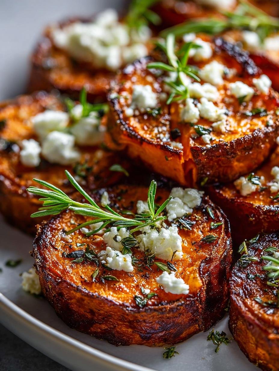 Roasted Sweet Potato Rounds with Honey & Feta Delight 2 Roasted Sweet Potato Rounds with Honey & Feta Delight - Roasted Sweet Potato Rounds - main visual representation