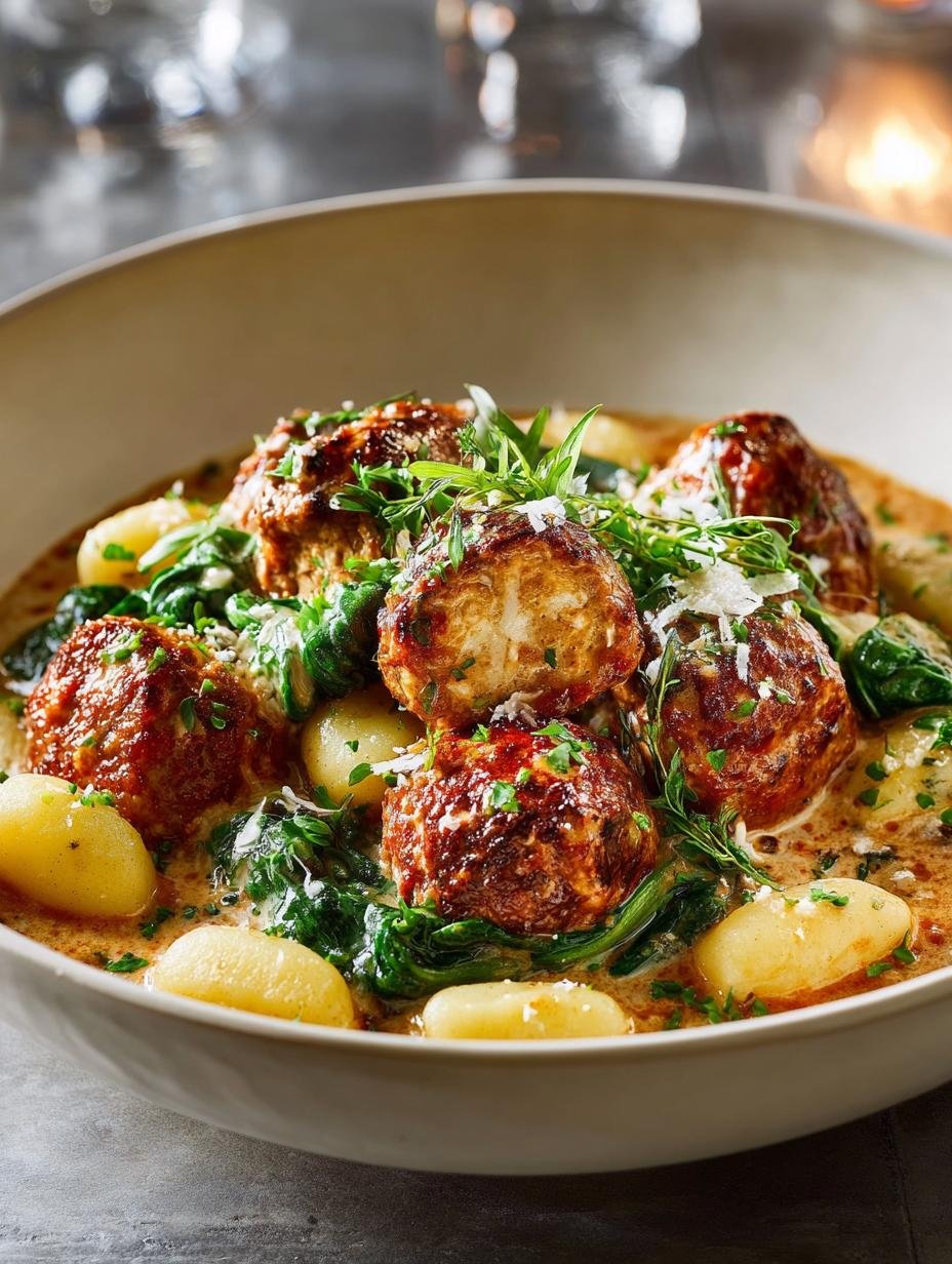 Slow Cooker Tuscan Chicken Meatballs Gnocchi Recipe Delight - Slow Cooker Tuscan Chicken Meatballs Gnocchi Recipe - main visual representation