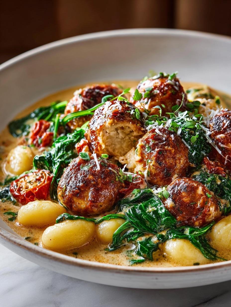 Slow Cooker Tuscan Chicken Meatballs Gnocchi Recipe