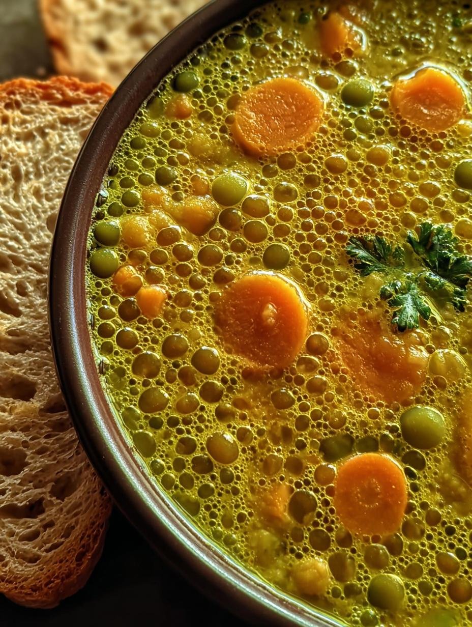 Delicious Split Pea Carrot Soup in a white bowl with fresh parsley garnish, ready to be enjoyed - main visual representation
