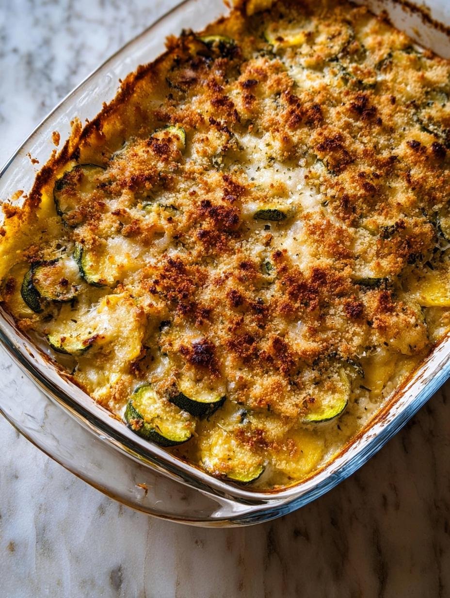 Irresistible Zucchini Gratin Bake Gruyere, golden brown and bubbling, fresh from the oven