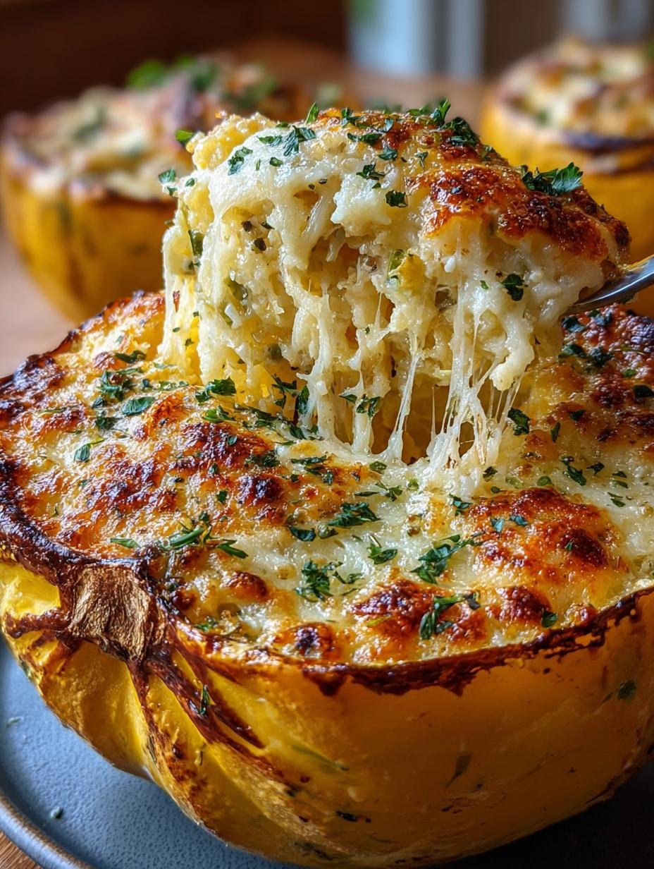 4 Cheese Roasted Garlic Alfredo Stuffed Squash Delight
