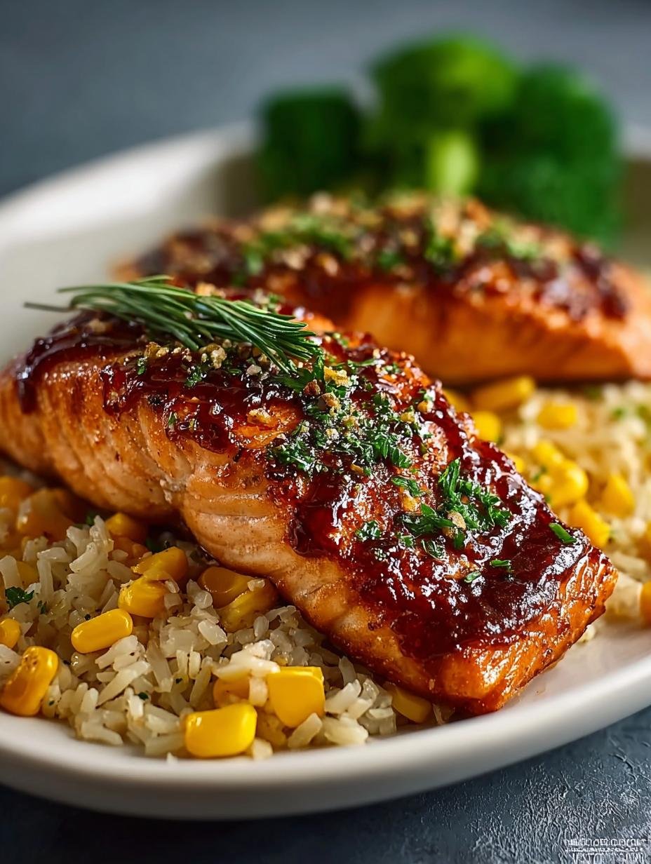 Baked BBQ Salmon with Buttery Corn Rice: Quick & Delicious 2 Baked BBQ Salmon with Buttery Corn Rice: Quick & Delicious - Baked BBQ Salmon with Buttery Corn Rice: Quick & Delicious! - main visual representation