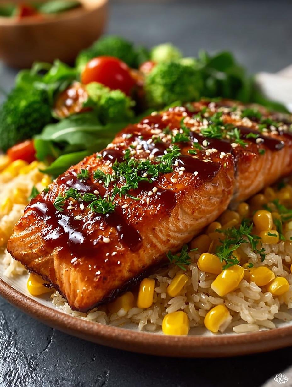 Baked BBQ Salmon with Buttery Corn Rice: Quick & Delicious 3 Baked BBQ Salmon with Buttery Corn Rice: Quick & Delicious - Baked BBQ Salmon with Buttery Corn Rice: Quick & Delicious! - additional detail
