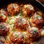 Baked French Onion Meatballs