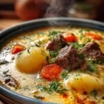 Cheesy Beef Potato Soup Recipe