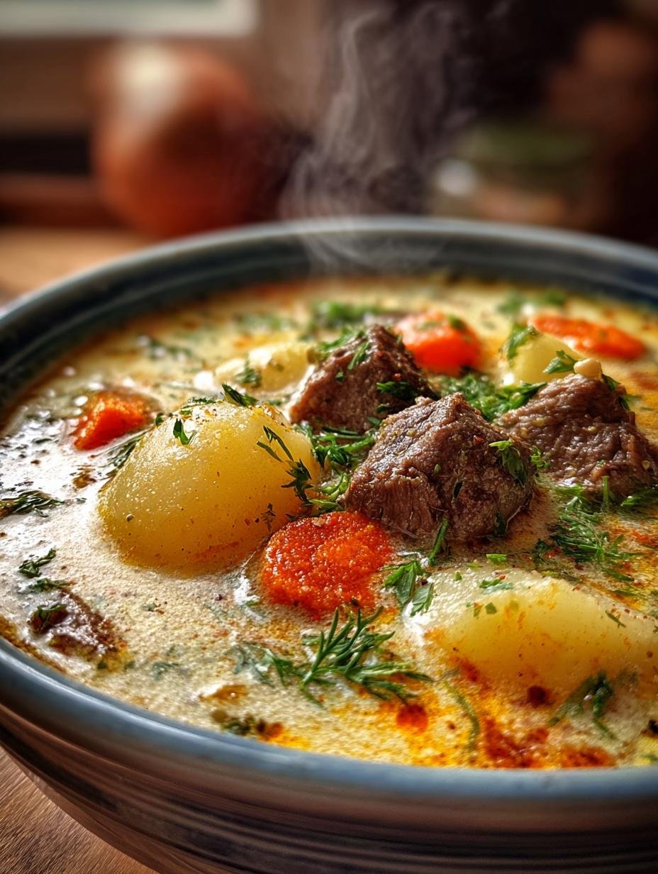 Cheesy Beef Potato Soup Recipe