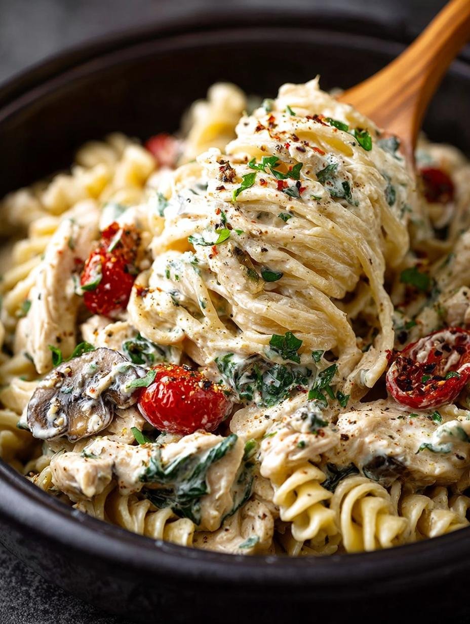 Crockpot Chicken Pasta: 6 Creamy Garlic Delights for Dinner 1 Crockpot Chicken Pasta Parmesan Garlic Pasta Easy Chicken Recipe Slow Cooker Pasta