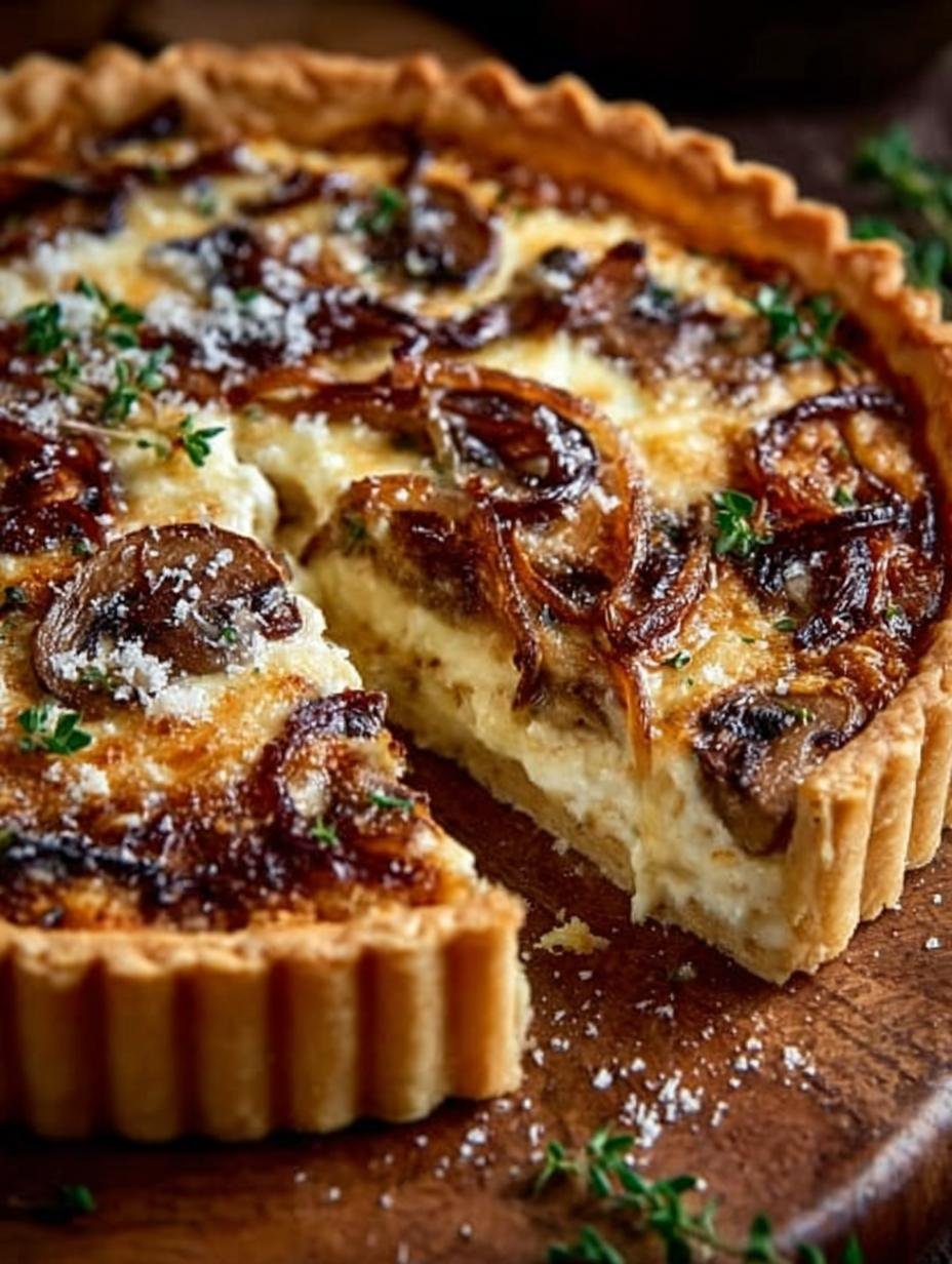 Delicious French Onion Mushroom Tart Gruyere Recipe - FRENCH ONION MUSHROOM TART GRUYERE - main visual representation