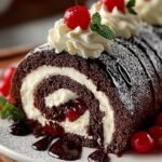 Indulge in an Elegant Black Forest Cake Roll Delight