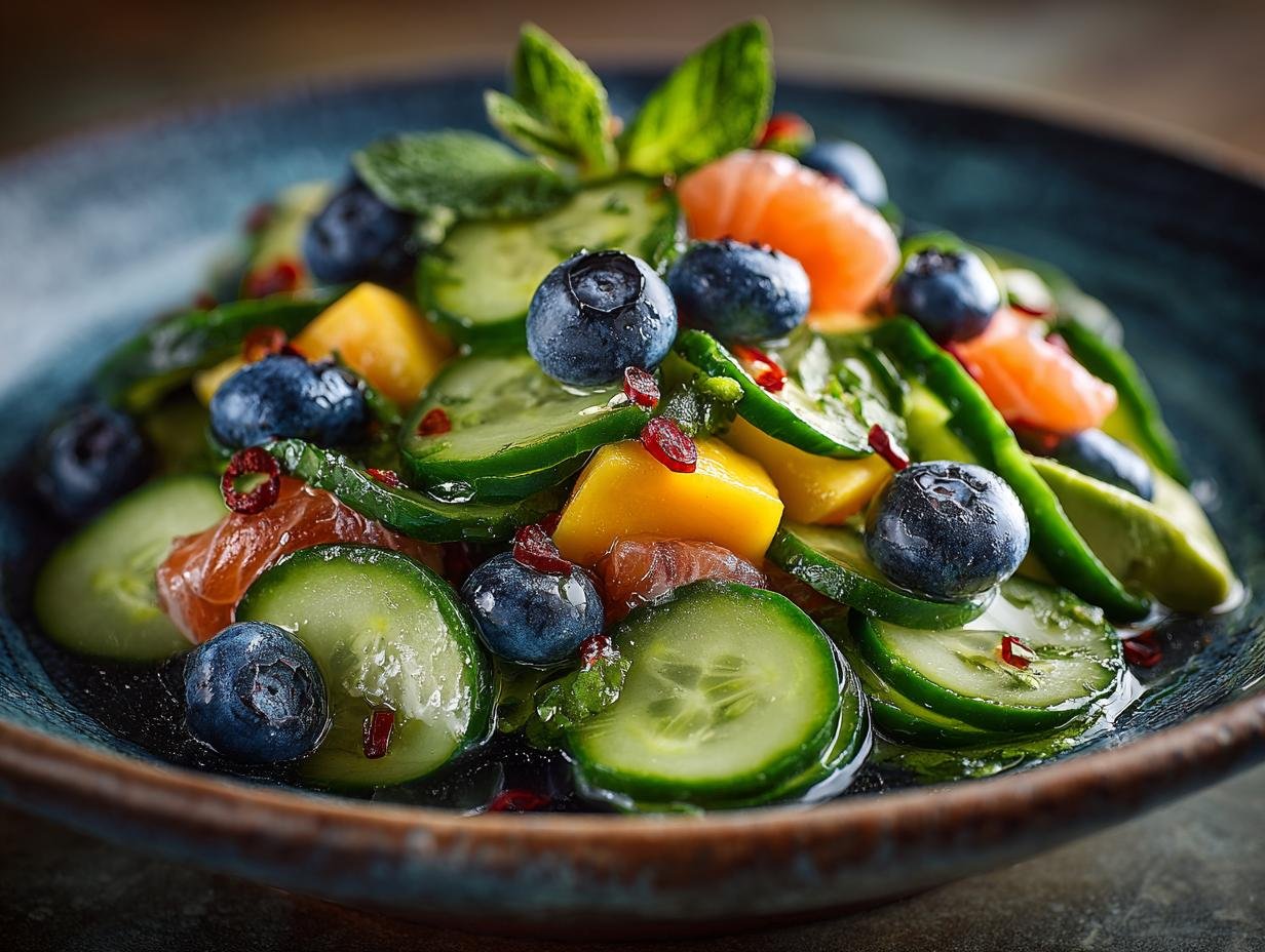 Mango Cucumber Salad with Blueberries and Avocado Delight - Mango Cucumber Salad with Blueberries and Avocado - main visual representation