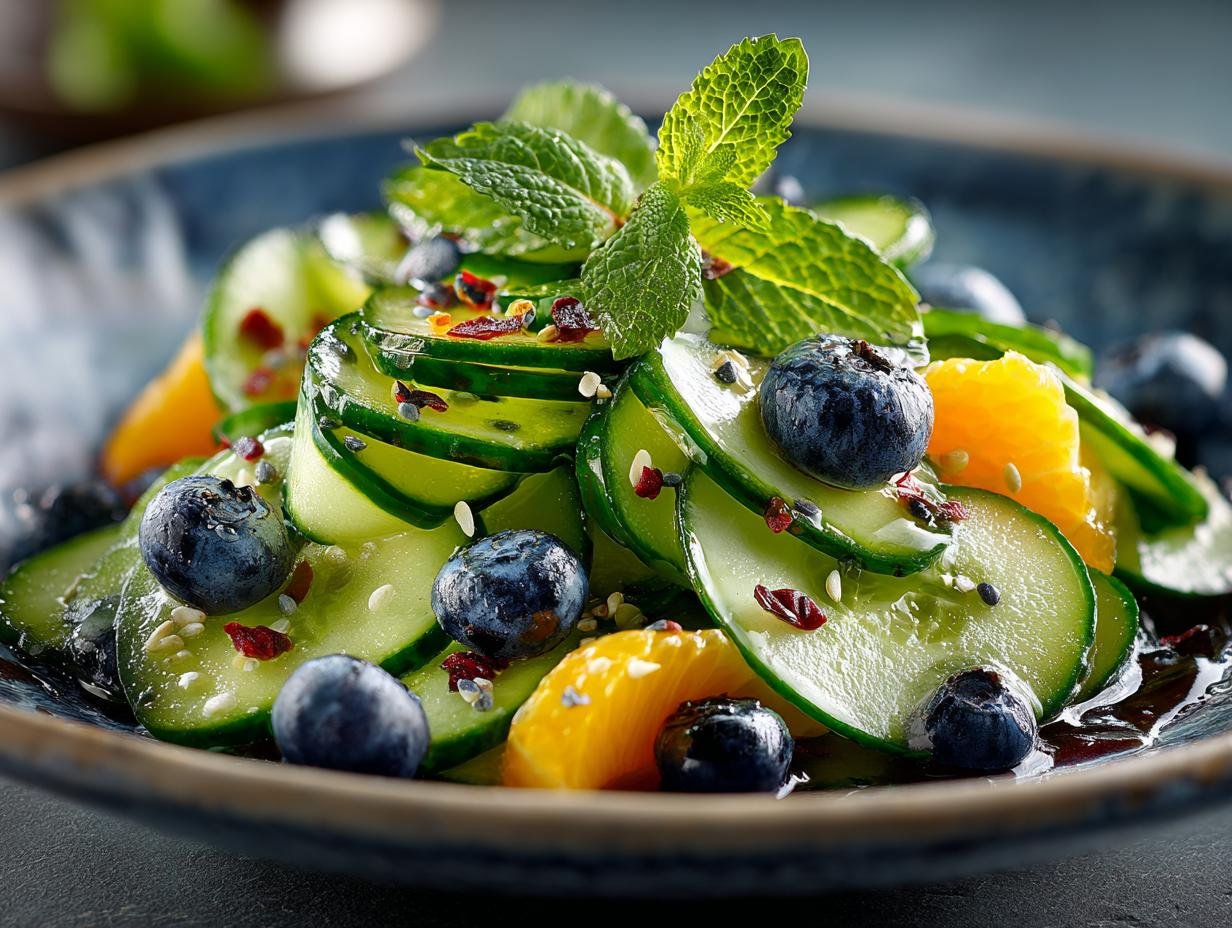 Mango Cucumber Salad with Blueberries and Avocado Delight - Mango Cucumber Salad with Blueberries and Avocado - additional detail