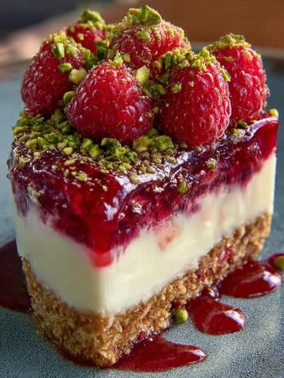 Pistachio Raspberry Crunch Cheesecake: 5 Delightful Layers 2 Pistachio Raspberry Crunch Cheesecake: 5 Delightful Layers - Pistachio Raspberry Crunch Cheesecake - main visual representation