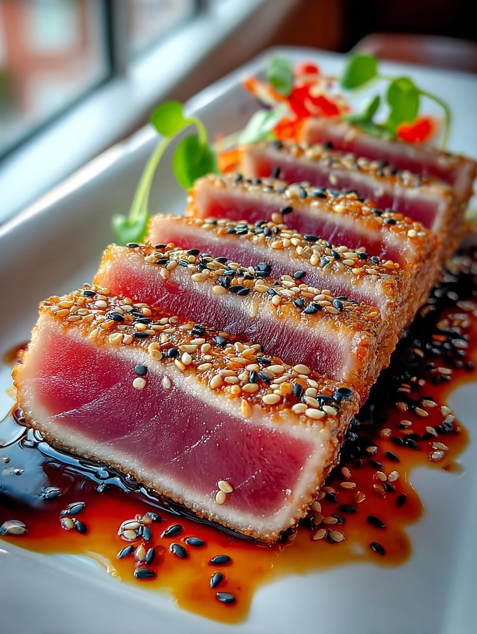 Delicious Seared Ahi Tuna With Asian Glaze Recipe - Seared Ahi Tuna With Asian Glaze - additional detail