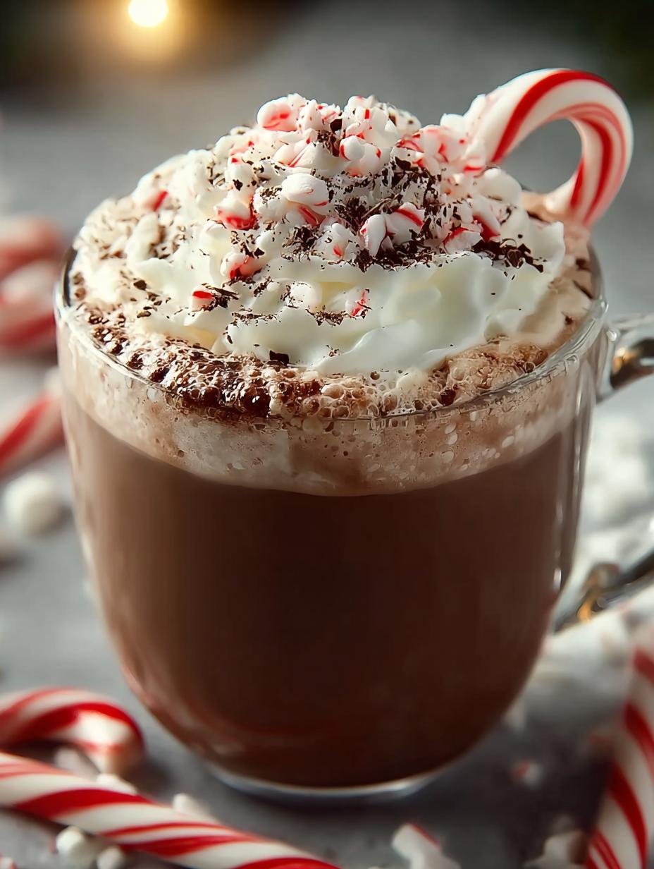 Candy Cane Cocoa: 4 Steps to a Cozy Winter Drink - Candy Cane Cocoa, Festive Hot Chocolate, Cozy Winter Drink, Holiday Beverage - additional detail