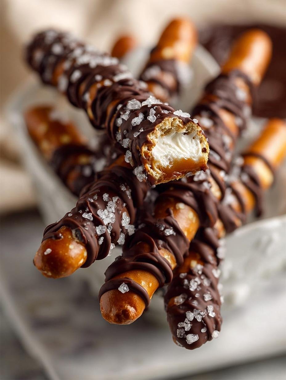 Delicious Caramel Chocolate Pretzel Rods Recipe