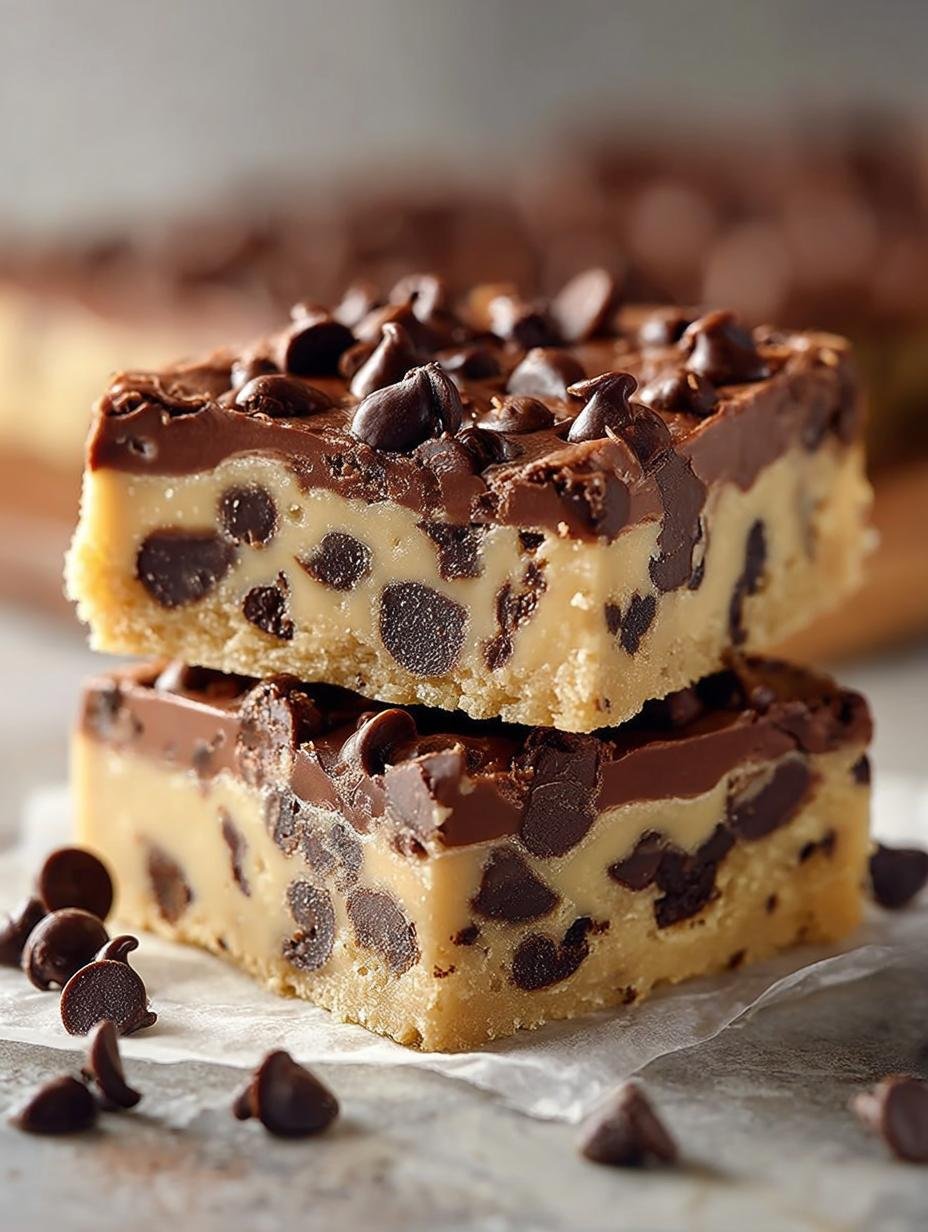 Chocolate Chip Cookie Dough Bars Recipe: 16 Indulgent Squares - Chocolate Chip Cookie Dough Bars Recipe - additional detail