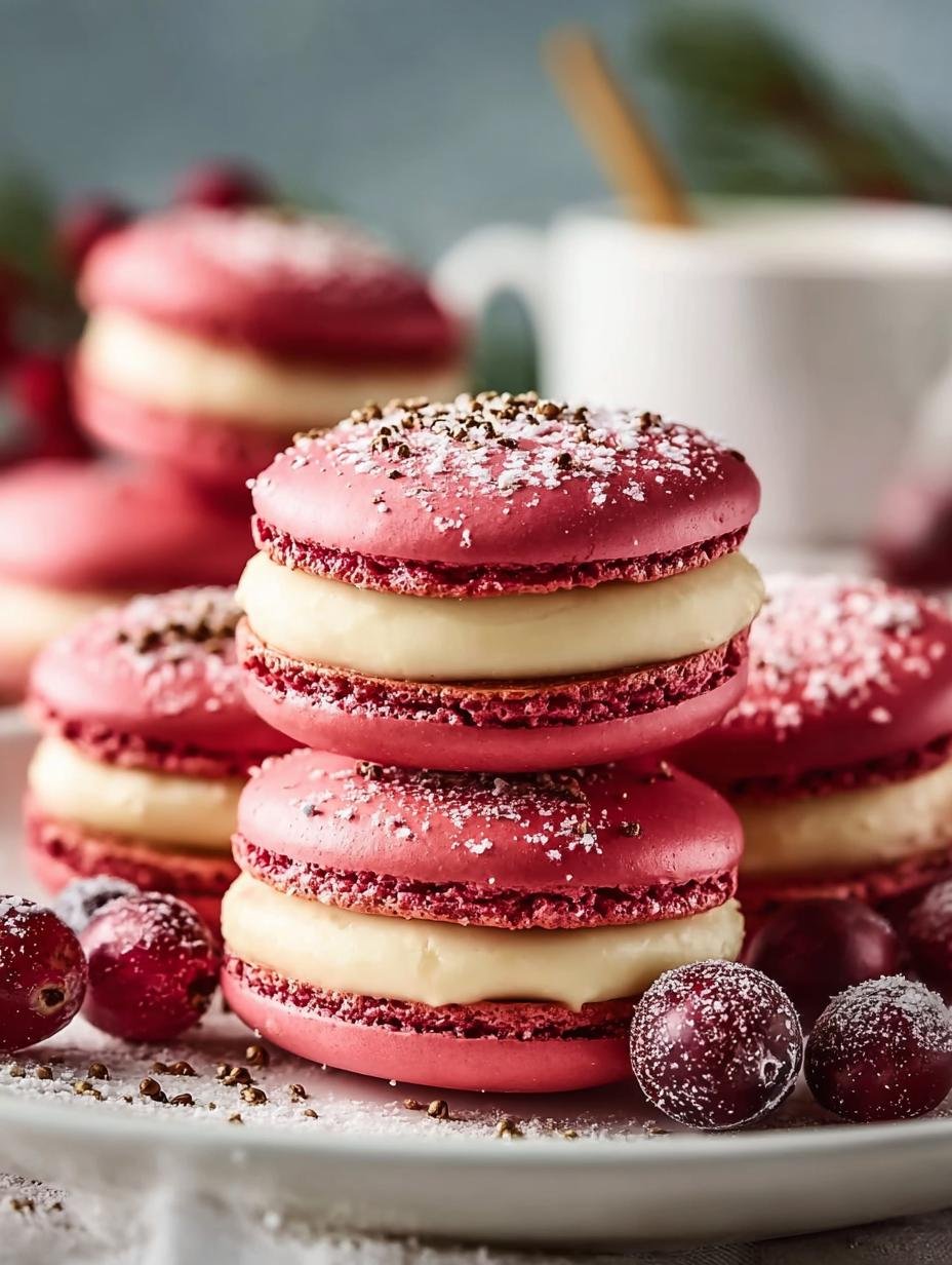 Cranberry Macarons with Zesty Orange Buttercream Delight