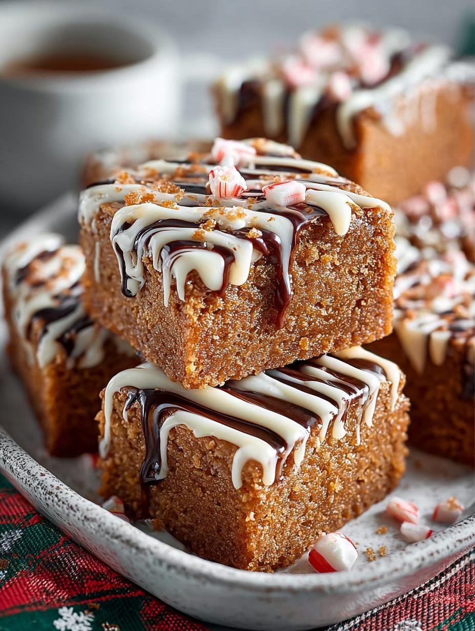 Gingerbread Blondies with White Chocolate Drizzle Recipe