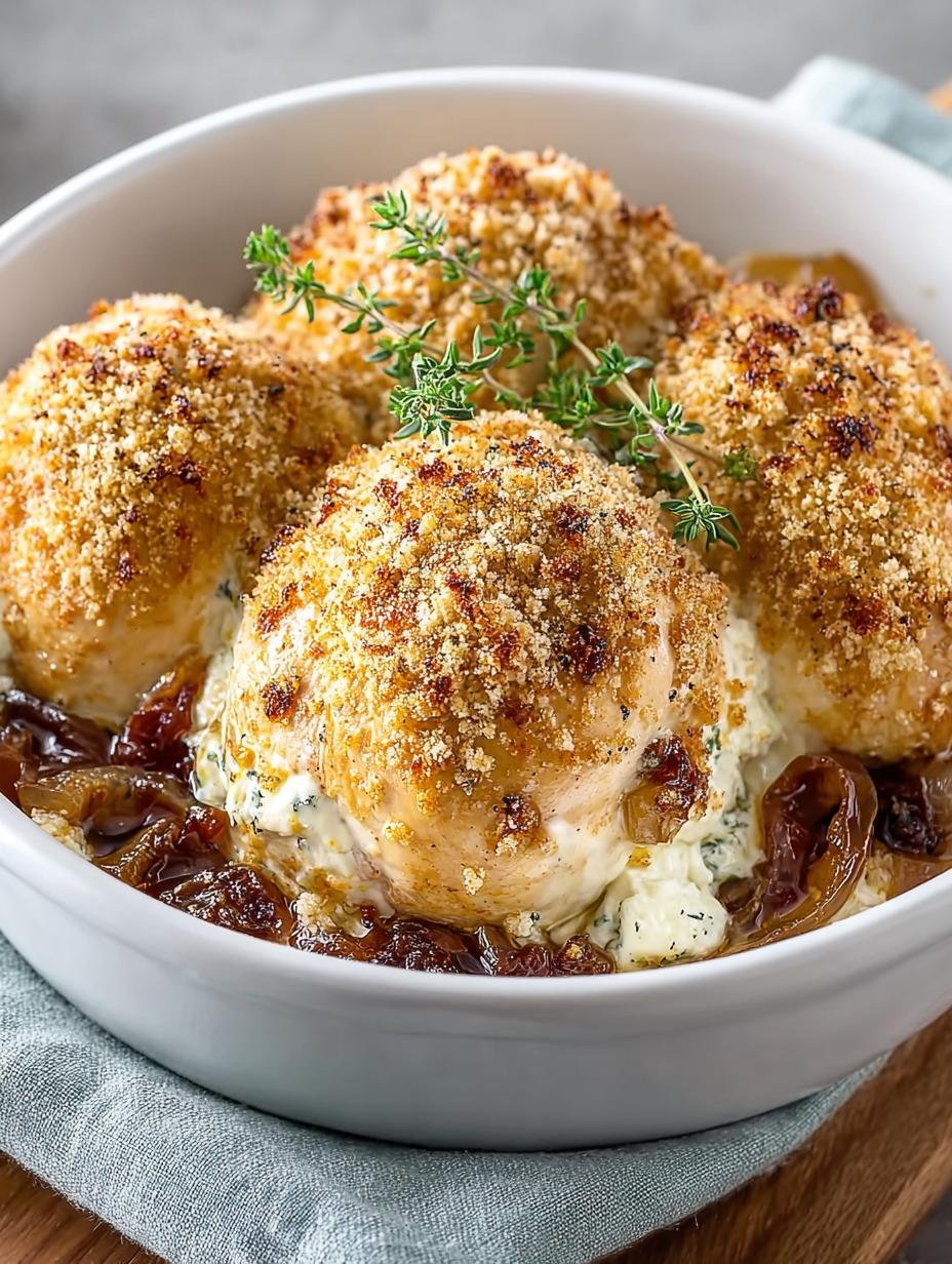 Goat Cheese Stuffed Chicken with Caramelized Onions