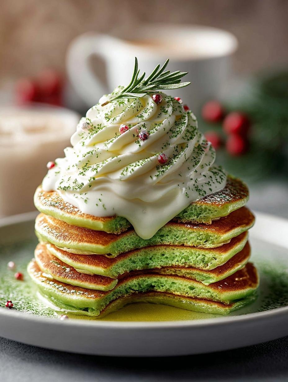 Delicious Grinch Pancakes with Cream Cheese Frosting Recipe