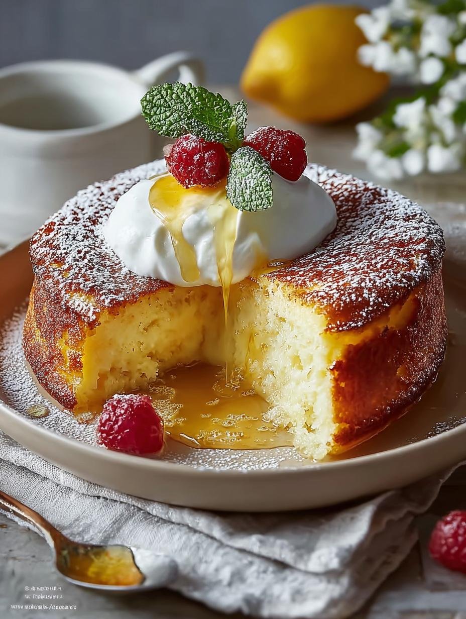 Indulge in Fluffy Lemon Ricotta Spoon Cake with Syrup Delight