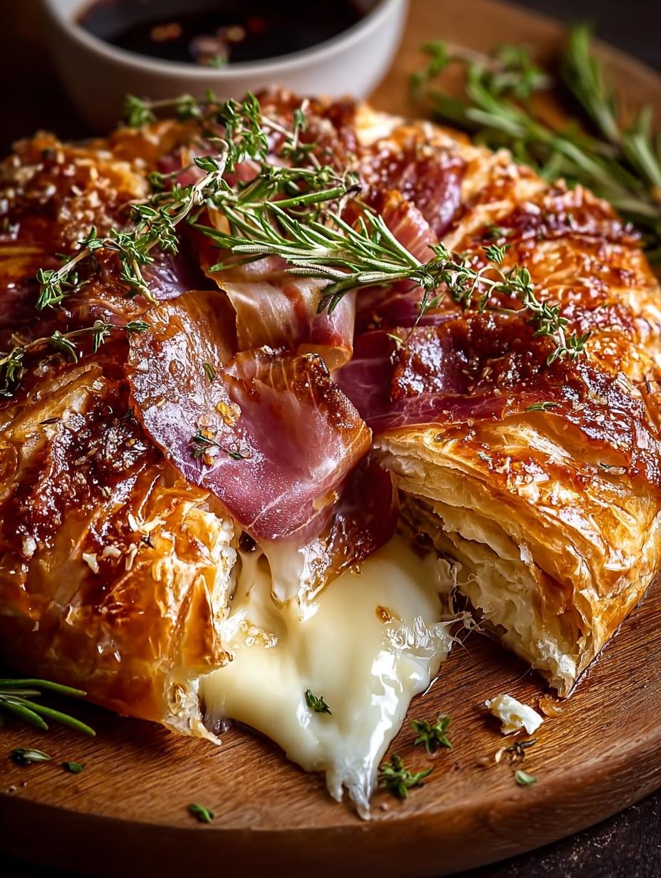 Indulge in Prosciutto Wrapped Baked Brie in Pastry Bliss - Indulge in Prosciutto Wrapped Baked Brie in Pastry Bliss - main visual representation