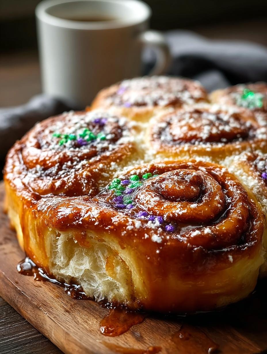 Delicious King Cake Cinnamon Rolls Recipe to Savor - King Cake Cinnamon Rolls - additional detail