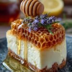 Lemon Lavender Cheesecake Topped with Honeycomb