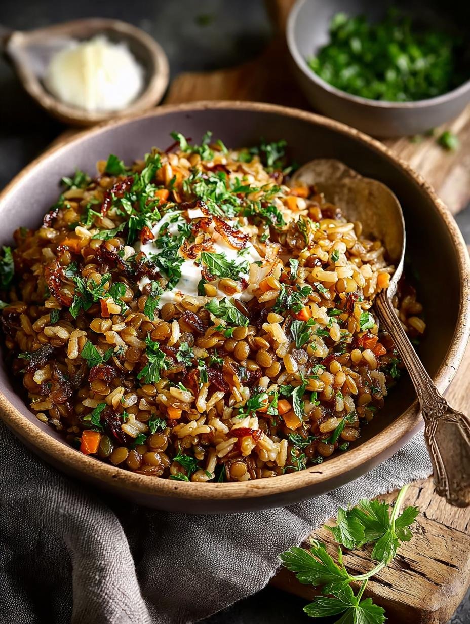Mujadara: Lebanese Lentils and Rice