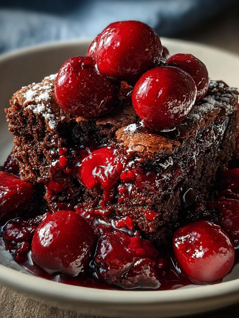 SLOW COOKER CHOCOLATE CHERRY DUMP CAKE Delight - SLOW COOKER CHOCOLATE CHERRY DUMP CAKE - main visual representation