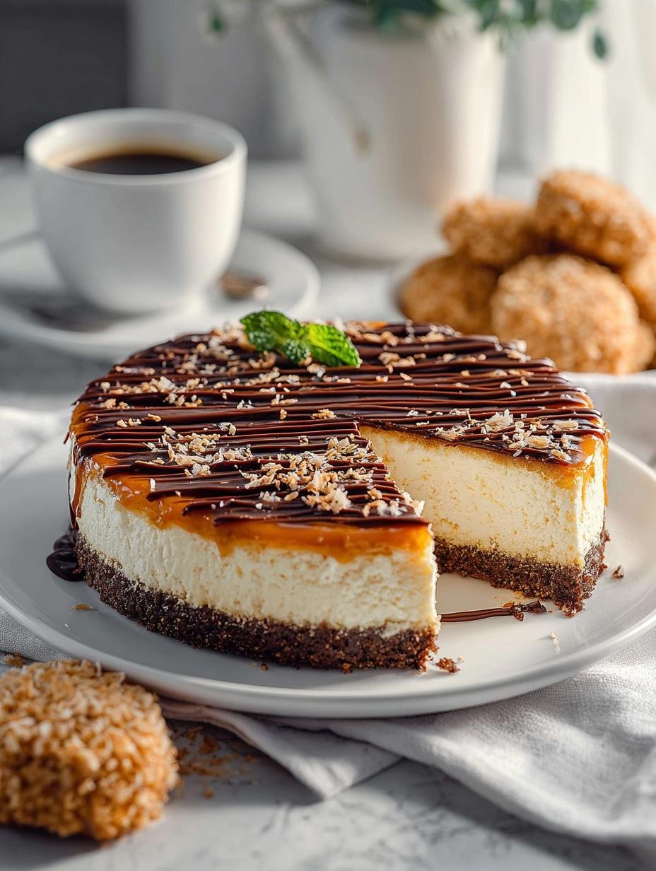 Irresistible Samoa Cheesecake Recipe with Caramel Delight - Samoa Cheesecake Recipe - main visual representation