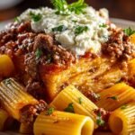 Baked Rigatoni Stuffed with Beef Ragu & Mozzarella